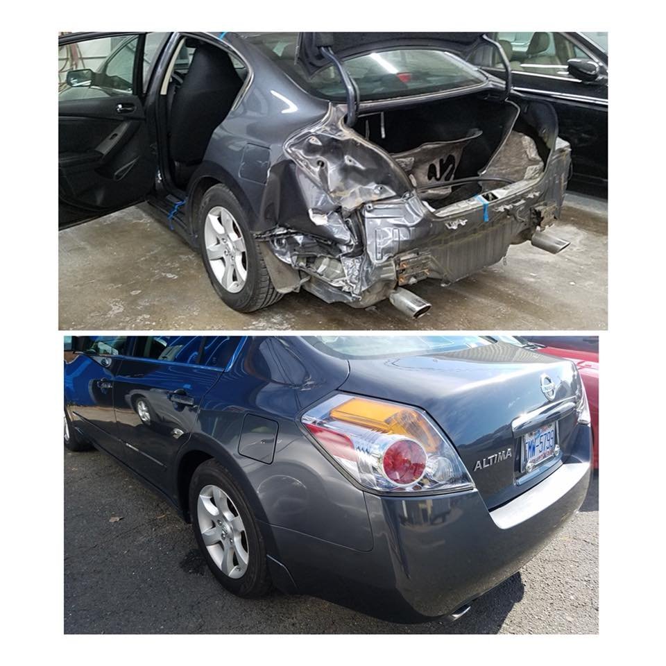 Nissan Altima before and after body repair